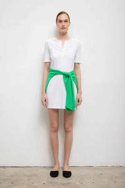 Leset Pointelle Henley Mini Dress In White