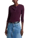 Leset Pointelle Henley Top In Dark Berry