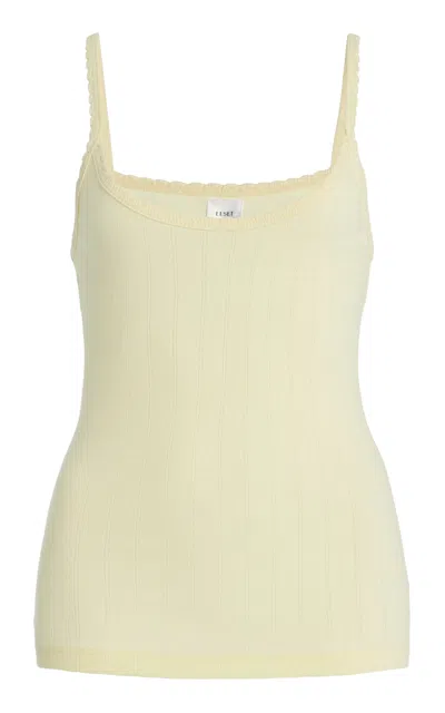 Leset Pointelle-knit Cotton Tank Top