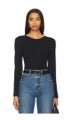 Leset Pointelle Slim Fit Long Sleeves In Black