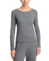 Leset Pointelle Long Sleeve Top In Gray