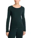 Leset Pointelle Long Sleeve Top In Green