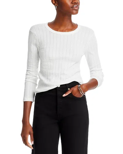 Leset Pointelle Long Sleeve Top In White