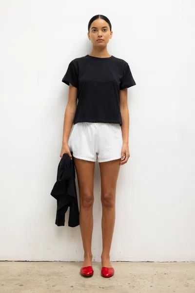 Leset Pointelle Mini Short In Black