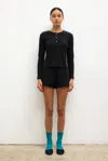 Leset Pointelle Mini Short In Black