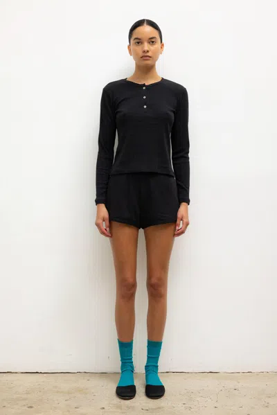 Leset Pointelle Mini Short In Black