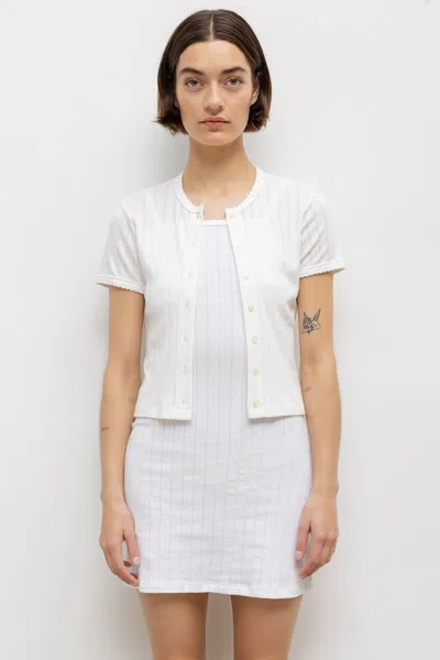 Leset Pointelle Short Sleeve Cardigan