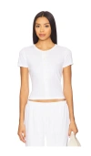 Leset Pointelle Short Sleeve Cardigan In White
