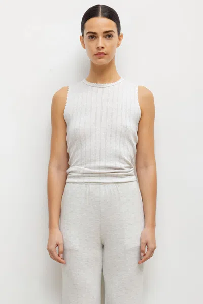 Leset Pointelle Sleeveless Crew In White