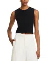 Leset Pointelle Sleeveless Crewneck Top In Black