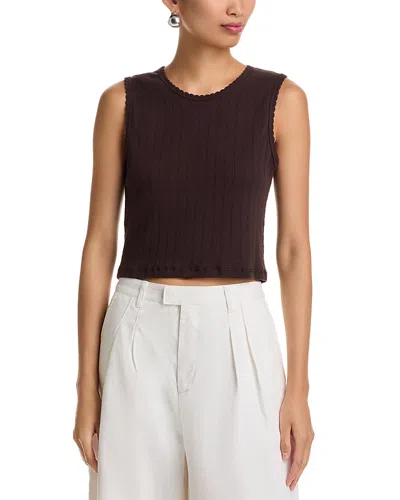 Leset Pointelle Sleeveless Crewneck Top In Brown