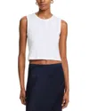 Leset Pointelle Sleeveless Crewneck Top In White