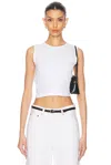 Leset Pointelle Sleeveless Crewneck Top In Parchment Khaki Stripe