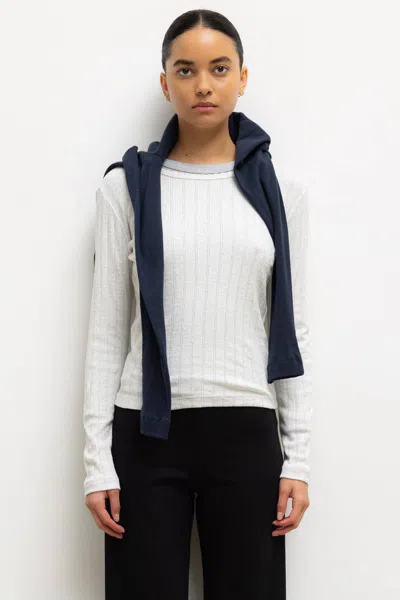 Leset Pointelle Slim Fit Long Sleeve In Gray