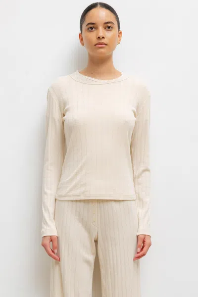 Leset Pointelle Slim Fit Long Sleeve In Neutral