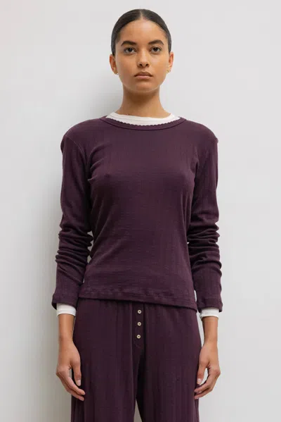 Leset Pointelle Slim Fit Long Sleeve In Purple