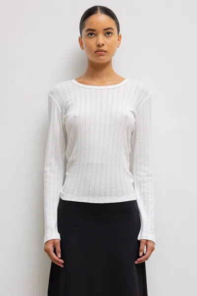 Leset Pointelle Slim Fit Long Sleeve In White
