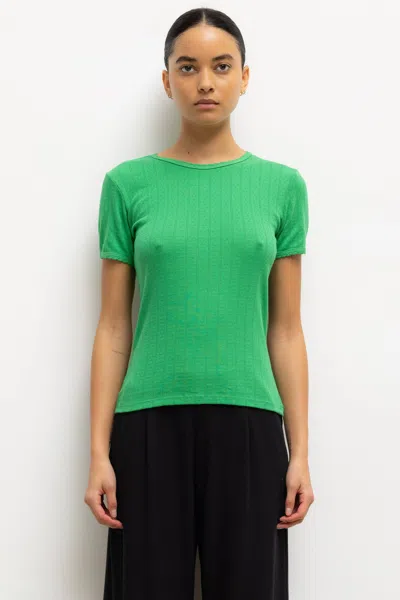 Leset Pointelle Slim Fit Tee In Blue