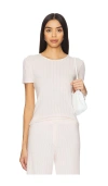 Leset Pointelle Slim Fit Tee In Blush