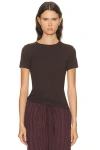 Leset Pointelle Slim Fit Tee In Brown