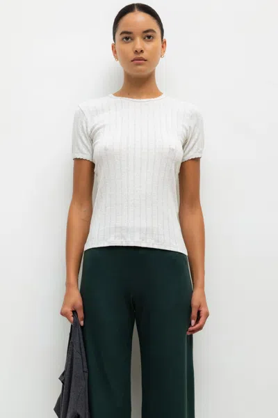 Leset Pointelle Slim Fit Tee In White