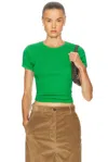 Leset Pointelle Slim Fit Tee In Green