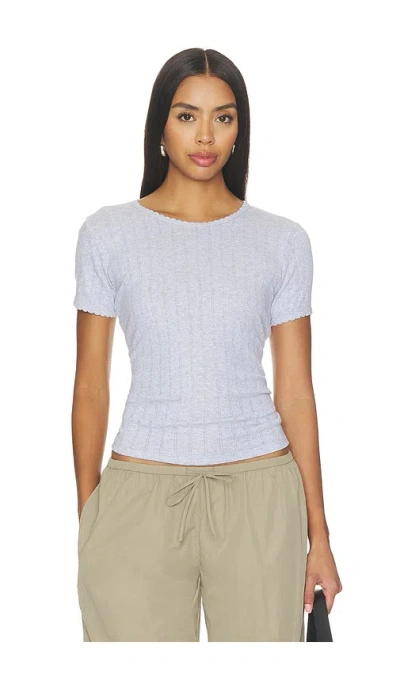 Leset Pointelle Slim Fit Tee In Yellow