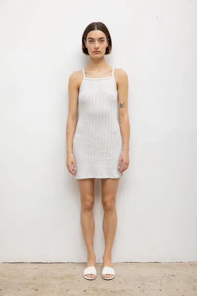 Leset Pointelle Square Neck Mini Dress In White