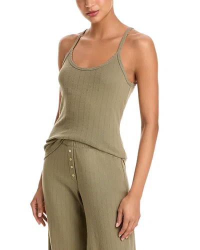 Leset Pointelle Tank In Green