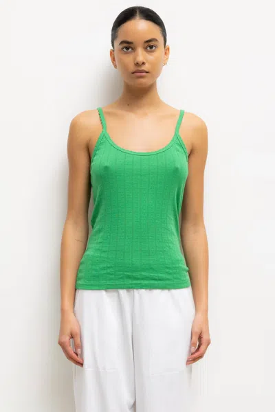 Leset Pointelle Tank In Green