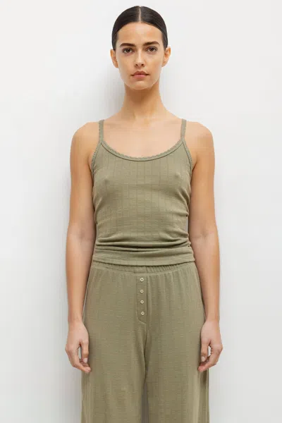 Leset Pointelle Tank In Green