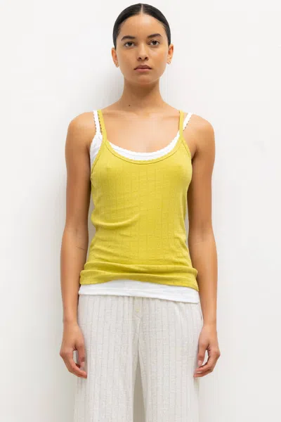 Leset Pointelle Tank In Yellow