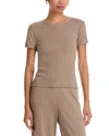 Leset Pointelle Tee In Brown