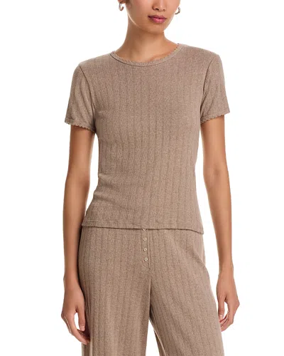 Leset Pointelle Tee In Brown