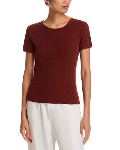 Leset Pointelle Tee In Brown