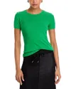 Leset Pointelle Short Sleeve Tee Vert In Green