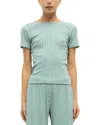 Leset Pointelle Tee In Green