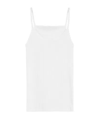 Leset Pointelle-knit Cotton-jersey Tank In White