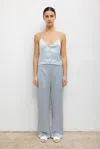 Leset Barb Painter Satin Pants In Blue