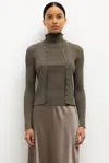 Leset Pre-order: Blake Rib Crew Cardigan In Green