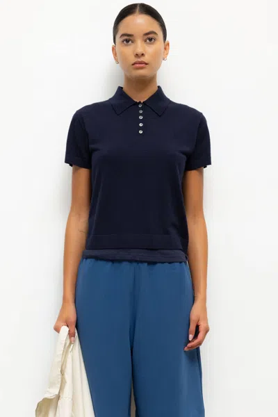 Leset Pre-order: James Short Sleeve Polo In Blue