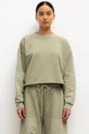 Leset Jamie Patch Crew Sweatshirt In Green