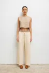 Leset Pre-order: Lauren Crop Drawstring Pant In Beige
