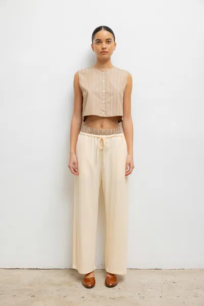 Leset Pre-order: Lauren Crop Drawstring Pant In Beige
