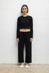 Leset Pre-order: Lauren Crop Drawstring Pant In Black