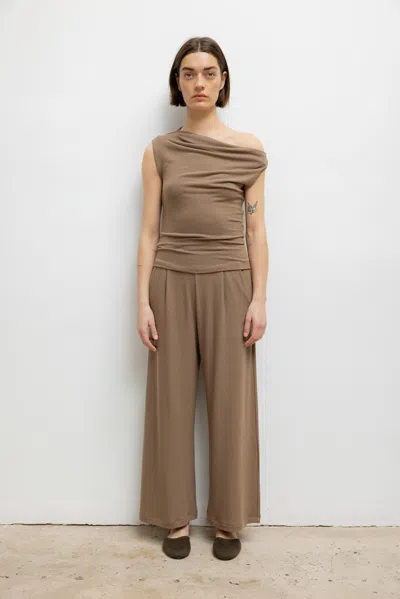 Leset Pre-order: Lauren Crop Pleated Pocket Pant In Brown
