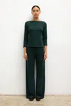 Leset Lauren Wide Leg Pants Emerald In Green