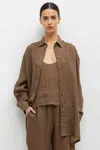Leset Pre-order: Niko Oversized Button Down In Brown