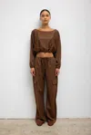 Leset Yoko Drawstring Pant In Chocolate