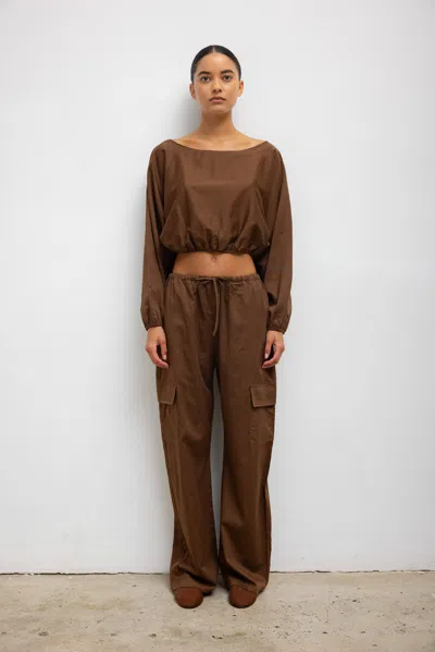 Leset Yoko Drawstring Trouser In Chocolate